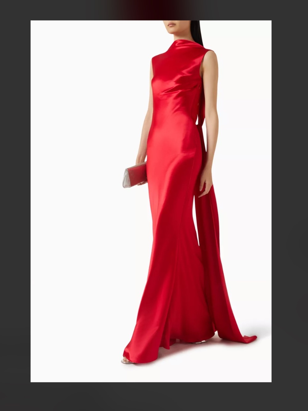 Sau Lee CALLIE SATIN GOWN Maxi dress in Red - Picture 4 of 10